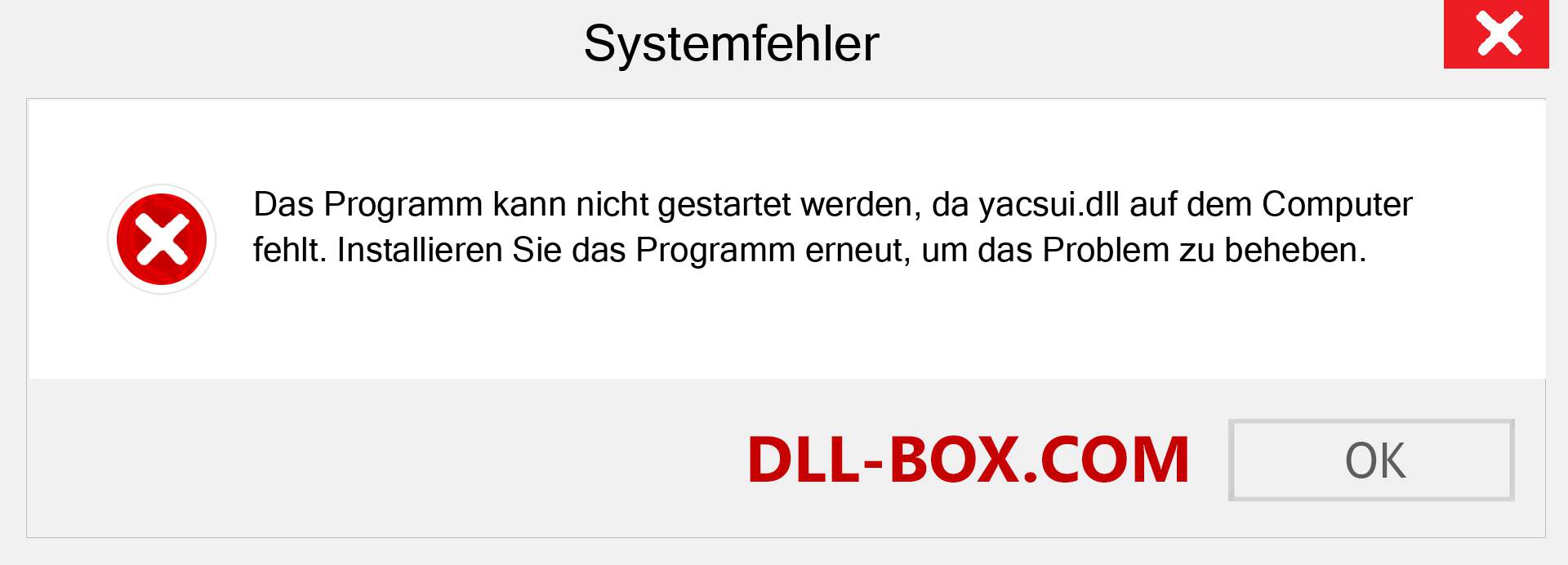 yacsui.dll-Datei fehlt?. Download für Windows 7, 8, 10 - Fix yacsui dll Missing Error unter Windows, Fotos, Bildern