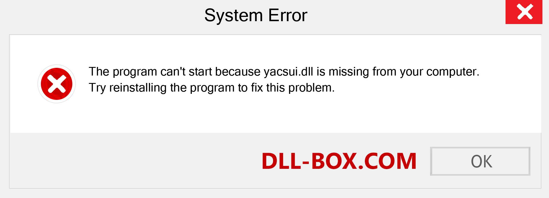  yacsui.dll file is missing?. Download for Windows 7, 8, 10 - Fix  yacsui dll Missing Error on Windows, photos, images